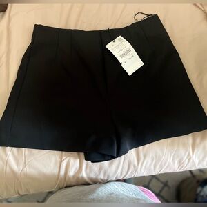 Zara Women’s Satin Effect Pleated Shorts Sz. M Black